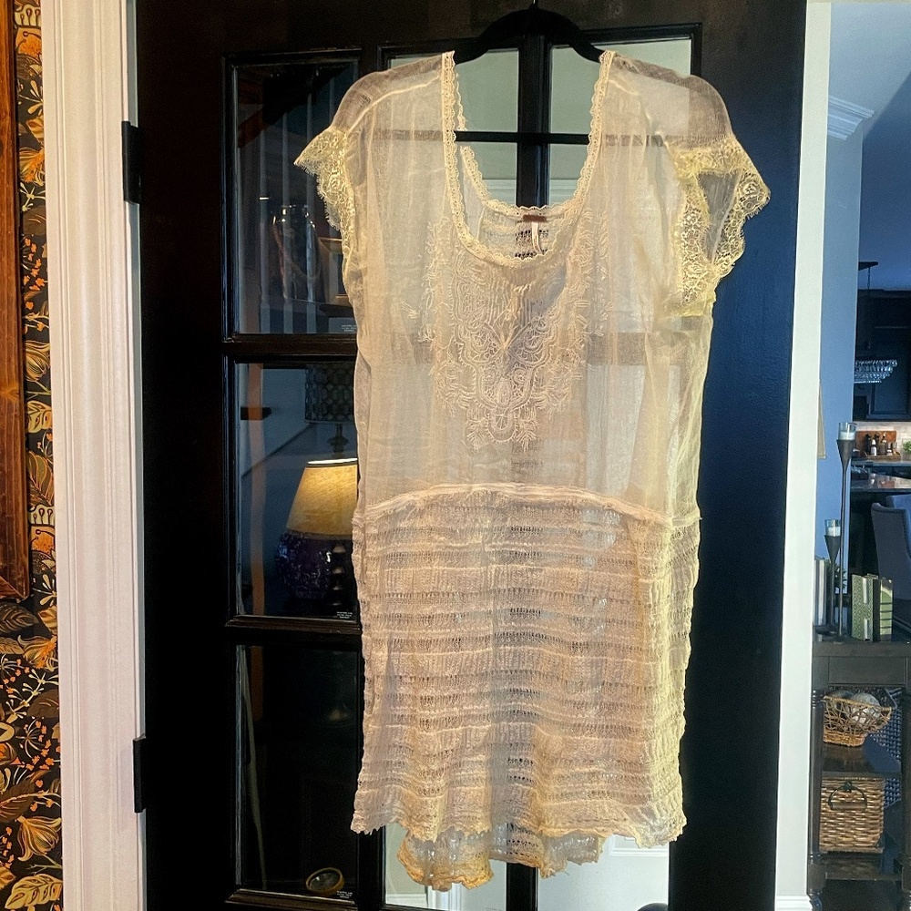 Free People Ivory Lace Tunic - Size Large